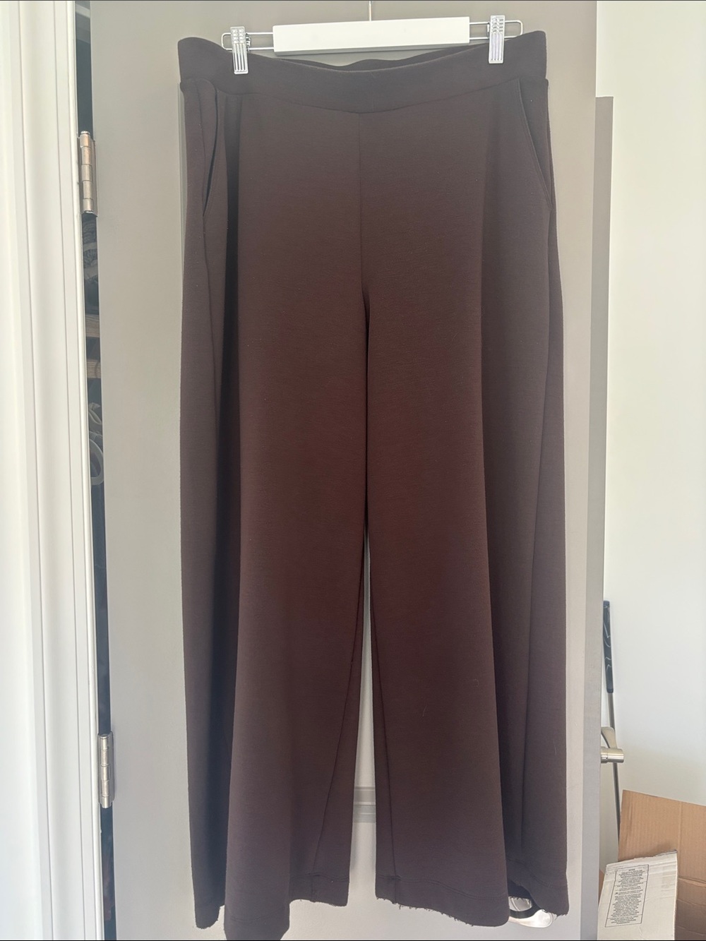 Women's Wide-Leg Brown Pull-On Pants